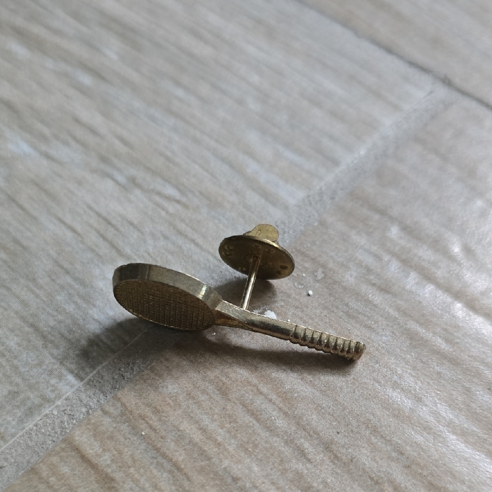Gold Tennis Racket Lapel Pin